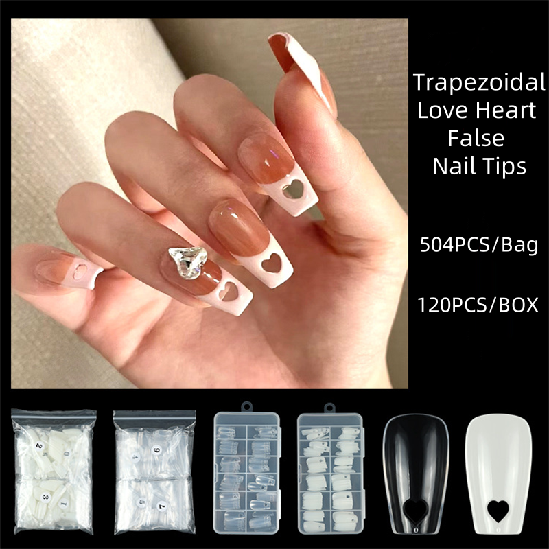 Trapezoidal Love Heart  False Nail Tips
